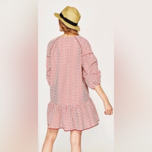 Zara ❤️❤️ Basic Embroidered Eyelet Striped Tunic Dress XS - Picture 3 of 6